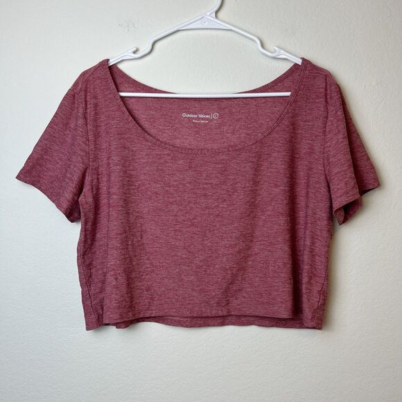 Outdoor Voices Shirt Women’s Pink Cloudknit Cropped Tee Athleisure Active Lounge - Picture 1 of 9